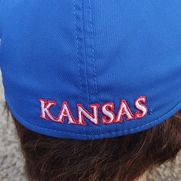 NCAA Adidas Kansas Jayhawks M730Z Flex Fit Hat Cap Blue Large - XL